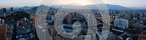 Aerial panorama of the city of Santiago de Chile