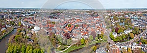 Aerial panorama from the city Zwolle in the Netherlands