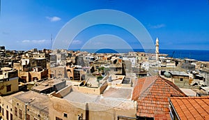 Aerial panorama cityscape view to Sidon, Lebanon