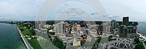 Aerial panorama of the downtown in Burlington, Ontario, Canada