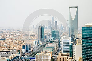 Aerial panorama of downtown of Riyadh city, Al Riyadh