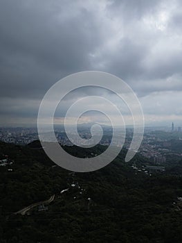 Aerial panorama of Downtown Taipei, capital city of Taiwan.