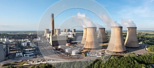 Aerial panorama of Drax Power Station in North Yorkshire, UK