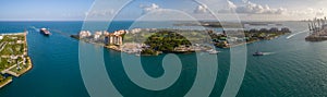Aerial panorama Fisher Island Miami Beach photo