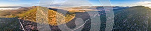 Aerial panorama of Flinders Ranges mountains.