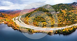 Aerial panorama of Franconia Notch parkway, NH