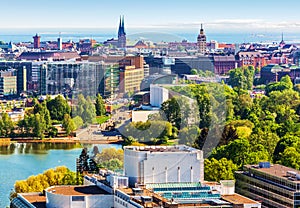 Aerial panorama of Helsinki, Finland photo