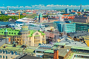 Aerial panorama of Helsinki on a summer day, Finland