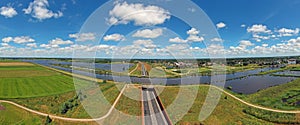 Aerial panorama from the Hendrik Bulthuis aquaduct in Friesland the Netherlands