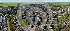 Aerial Panorama from the historial city Bolsward in Friesland the Netherlands