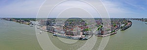 Aerial panorama from the historical city Dordrecht in Zuid Holland the Netherlands