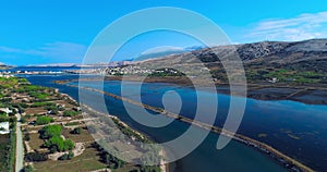 Aerial panorama of the historical saltern on island Pag