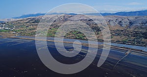 Aerial panorama of the historical saltern on island Pag