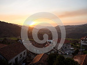 Aerial panorama of idyllic mountain village town Gave Melgaco Viana do Castelo Alto Minho Norte Region Portugal photo