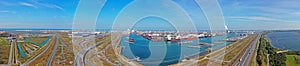 Aerial panorama from industry in the harbor from Rotterdam in the Netherlands