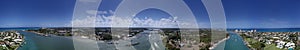 Aerial panorama Jupiter Inlet scene with lighthouse