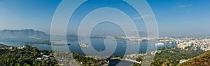 Aerial panorama of Lake Pichola with Lake Palace (Jag Niwas) and