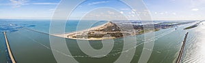 aerial panorama of the landscape around the Maasvlakte a massive man-made extension of Europoort port and industrial