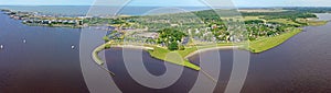 Aerial panorama from Lauwersoog in Friesland the Netherlands