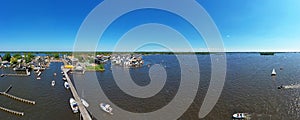 Aerial panorama from Loosdrechtse plassen in Netherlands