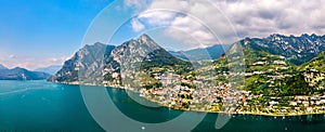Panorama of Marone on Lake Iseo in Italy photo