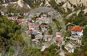 Aerial panorama of Melnik, Bulgaria