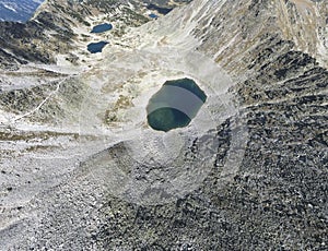 Aerial panorama of Musalenski lakes,  Rila mountain photo