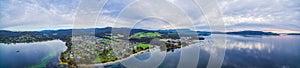 Aerial panorama of North West Bay and Snug, Tasmania