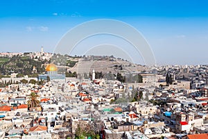 Aerial Panorama of the old city of Jerusalem, Israel