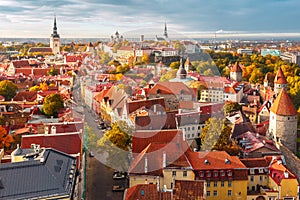 Aerial panorama of Old town, Tallinn, Estonia