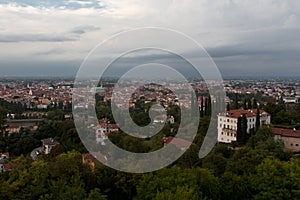 Aerial panorama overview of Vicenza, Italy