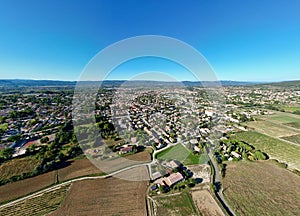 Aerial Panorama of Pertuis under a Summer Blue Sky: A Quintessential City, Luberon, Vaucluse