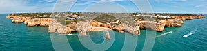 Aerial panorama from Praia do Carvalho near Benagil in the Algarve Portugal photo