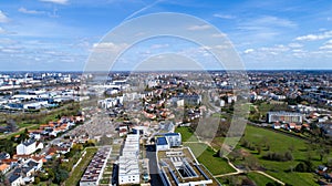 Aerial panorama of Reze city in Loire Atlantique