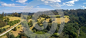 Aerial panorama of Rj Hamer Arboretum.