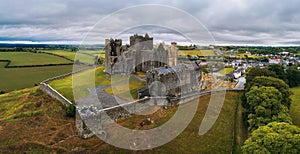 Aerial panorama of the Rock of Cashel in Ireland