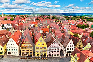 Aerial panorama of Rothenburg ob der Tauber, Germany photo