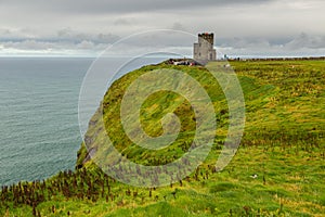 Aerial panorama of the scenic Cliffs of Moher in Ireland