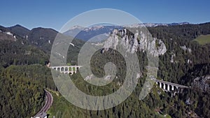 Aerial panorama of Semmering railway, Austria