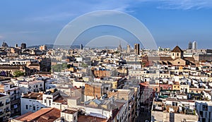 Aerial panorama  shot of Barcelona city