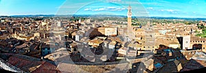 Aerial panorama of Siena, a beautiful medieval town in Tuscany Italy