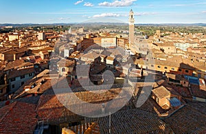 Aerial panorama of Siena, a beautiful medieval town in Tuscany Italy