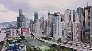 Aerial Panorama Skyscrapers Of Hong Kong