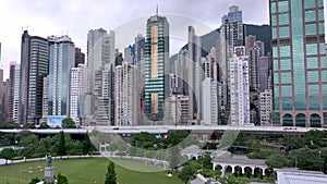 Aerial Panorama Skyscrapers Of Hong Kong