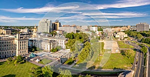 Aerial panorama of Trenton New Jersey skyline