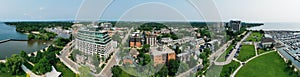 Aerial panorama view of the Bronte area of Oakville, Ontario, Canada