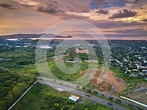 Aerial panorama view on Managua city