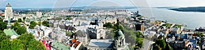 Aerial panorama view of the old town of Quebec City, Canada