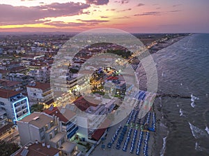 Aerial panorama view over the coastal town Paralia Katerini, near Katerini city in Pieria, central Macedonia, Greece, Europe