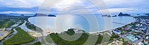 Aerial panorama view of prachuap khiri khan harbor southern of t